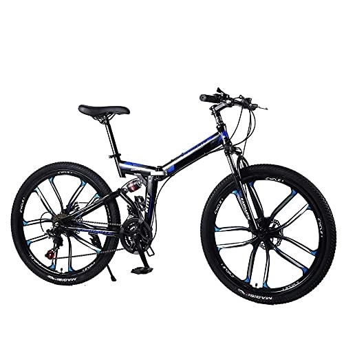 Folding Mountain Bike : COUYY Folding Mountain Bike, 21 / 24 / 27Speed Durable Dual Suspension high-carbon steel thickened frame Great for City Riding and Commuting, 21speed, 26 inches