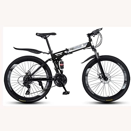 Folding Mountain Bike : COUYY Folding mountain bike full suspension 21-speed variable speed with aluminum frame disc brakes men's and women's bicycles, 40knives