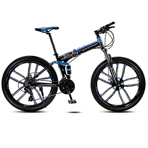 Folding Mountain Bike : CPY-EX Folding Mountain Bike, 26 Inch 21 / 24 / 27 / 30 Speed Variable Speed Off-Road Double Shock Absorption Double Disc Brakes Men's Bicycle Outdoor Riding Adult, A3, 24