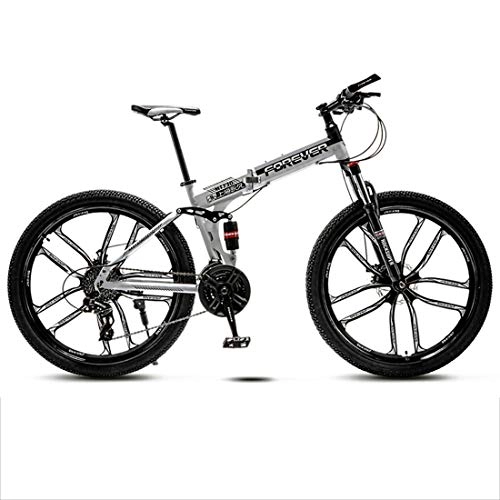 Folding Mountain Bike : CPY-EX Folding Mountain Bike, 26 Inch 21 / 24 / 27 / 30 Speed Variable Speed Off-Road Double Shock Absorption Double Disc Brakes Men's Bicycle Outdoor Riding Adult, B3, 21