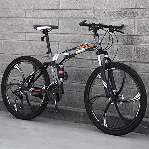 Folding Mountain Bike : CPY-EX Mountain Bike, Folding Mountain Bike 21 / 24 / 27 Speed Bicycle Full Suspension MTB Foldable Frame 26" 3 / 6 / 10 Spoke Wheels, D2, 21