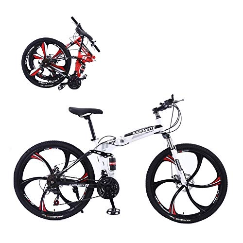 Folding Mountain Bike : CSFM Foldable Bicycle 24 / 26 Inches, Easy Folding Portable Disc Brake Mini Small Bike Lightweight Travel, Sports Comfort Seat, 21 speed, 24 inch
