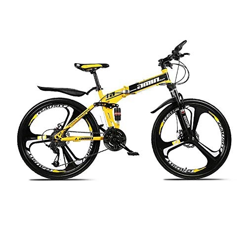 Folding Mountain Bike : CSFM Mountain Bike Two Suspension System Steel Folding Frame, Front And Rear Mechanical Brake Disc Alloy Wheel, 30 Speed, 24 inches, 27 speed
