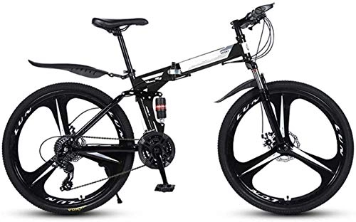 Folding Mountain Bike : CSS 26 inch Folding Mountain Bikes, 3 Cutter Wheels High Carbon Steel Frame Variable Speed Double Shock Absorption, All Terrain Quick Foldable Bicycle 6-11, 24 Speed