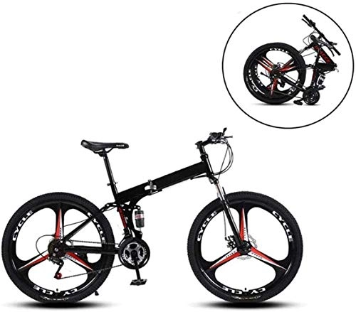 Folding Mountain Bike : CSS 26 inch Mountain Bikes, Folding High Carbon Steel Frame Variable Speed Double Shock Absorption Three Cutter Wheels Foldable Bicycle 7-2, 21 Speed