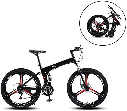 Folding Mountain Bike : CSS 26 inch Mountain Bikes, Folding High Carbon Steel Frame Variable Speed Double Shock Absorption Three Cutter Wheels Foldable Bicycle 7-2, A, 24 Speed