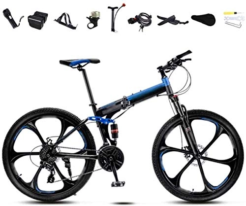 Folding Mountain Bike : CSS Honglianriven Bikes 24-26 inch MTB Bicycle, Unisex Folding Commuter Bike, 30-Speed Gears Foldable Bicycle Bike, Double Disc Brake / Blue / B Wheel / 24' 5-29