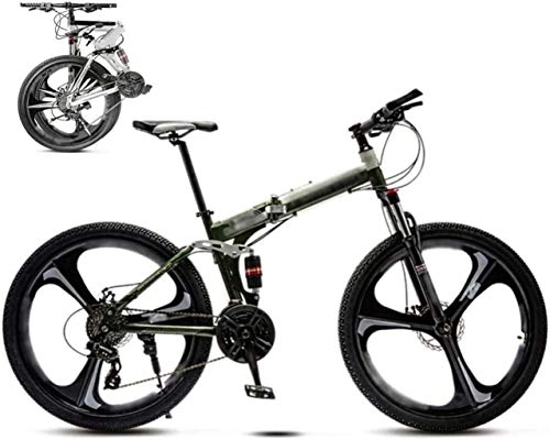 Folding Mountain Bike : CSS Honglianriven Bikes 24-26 inch MTB Bicycle, Unisex Folding Commuter Bike, 30-Speed Gears Foldable Bicycle Bike, Double Disc Brake / Green / A Wheel / 24' 5-29