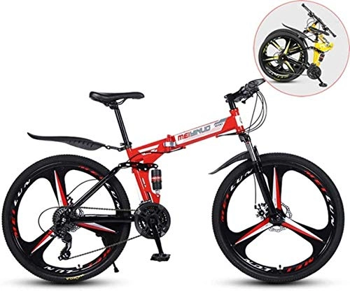 Folding Mountain Bike : CSS Men Mountain Bike, Folding 26 Inches Carbon Steel Bicycles, Double Shock Variable Speed Adult Bicycle, 3-Knife Integrated Wheel 7-2), 26 in (21 Speed)