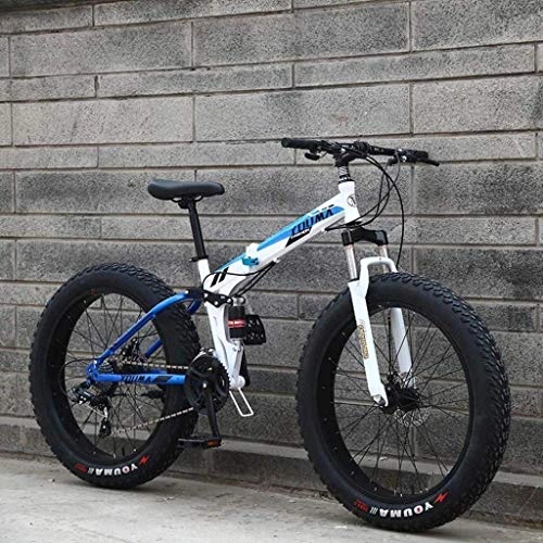 Folding Mountain Bike : CSS Mountain Bikes, 24Inch Fat Tire Hardtail Men's Snowmobile, Dual Suspension Frame and Suspension Fork All Terrain Mountain Bicycle Adult 5-27, 7 Speed