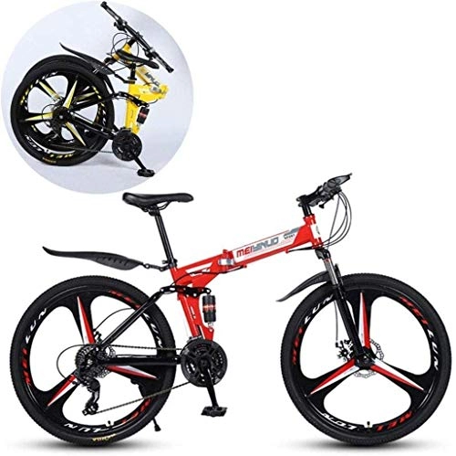 Folding Mountain Bike : CSS Mountain Bikes, Folding High Carbon Steel Frame 26 inch Variable Speed Double Shock Absorption Three Cutter Wheels Foldable Bicycle 7-14, 21 Speed
