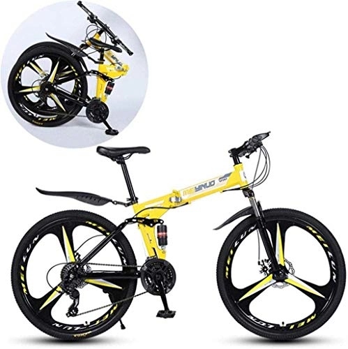 Folding Mountain Bike : CSS Mountain Bikes, Folding High Carbon Steel Frame 26 inch Variable Speed Double Shock Absorption Three Cutter Wheels Foldable Bicycle 7-14, 24 Speed