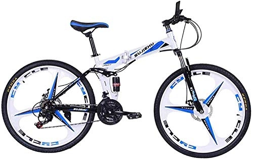 Folding Mountain Bike : CSS Mountain Folding Bike, 26" Dual Disc Brakes Unisex Off Road Bicycle 24 Speed High Carbon Steel Double Shock Absorbing Bicycle for Easy Travel 6-6, B