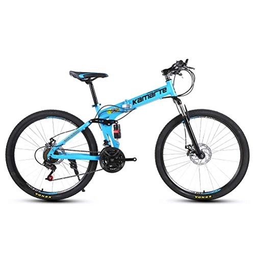 Folding Mountain Bike : CYXYXXYX Commuter Cycling Mountain Bikes 26 Inch Carbon Steel 21 Speed Bicycles Dual Disc Brakes Variable Speed Road Bike Racing Bicycle Folding Bike, Blue