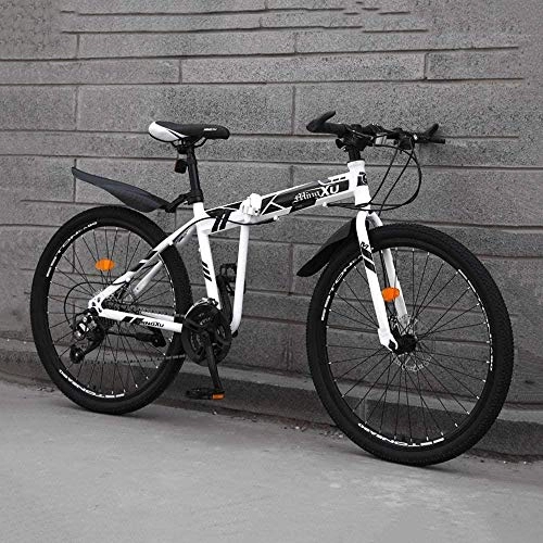 Folding Mountain Bike : DALUXE 24 Speed Comfortable Folding Mountain Road Bike Beach Bicycle Male And Female Students 24-inch Double Absorber Shock Adult Dual Disc Track Shift Urban Bike, wh.