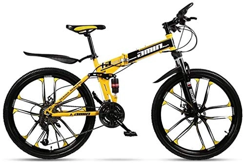 Folding Mountain Bike : DALUXE 24 Speed Durable Folding Mountain Road Bike Beach Bicycle 24-inch Male And Female Students Double Absorber Shock Adult Brakes Dual Commuter Disc T. Students Shift Urban