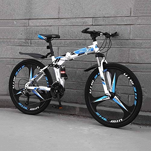 Folding Mountain Bike : DALUXE 24 Speed Folding Mountain Road Bike Beach Bicycle 24-inch Male And Female Students Shift Double Absorber Shock Adult Bike Friend Dual Disc Track Shift Urban Gift, bl.