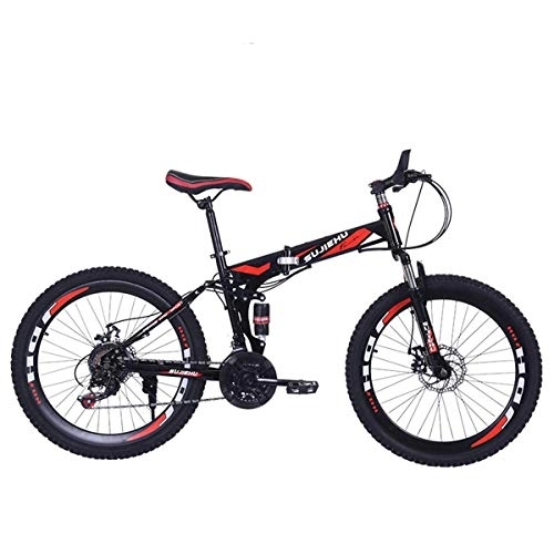 Folding Mountain Bike : Dapang Mountain Bike, 26 Inch Folding bike with Sturdy Steel 6 Spokes Integrated Wheel, Premium Full Suspension and Shimano 24 Speed Gear, 11, 26