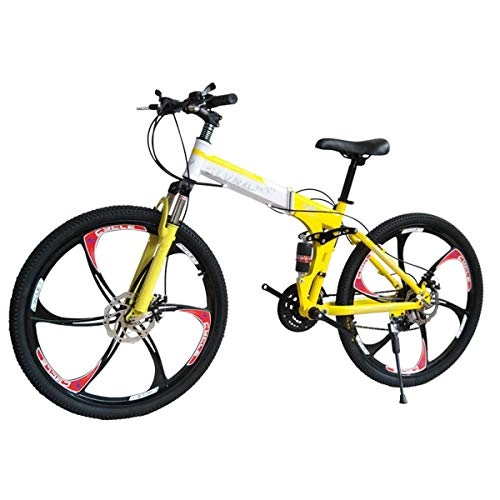 Folding Mountain Bike : Dapang Mountain Bike 27 Speed Steel Frame 26 Inches 3-Spoke Wheels Dual Suspension Folding Bike Blackwhite, 6, 21speed
