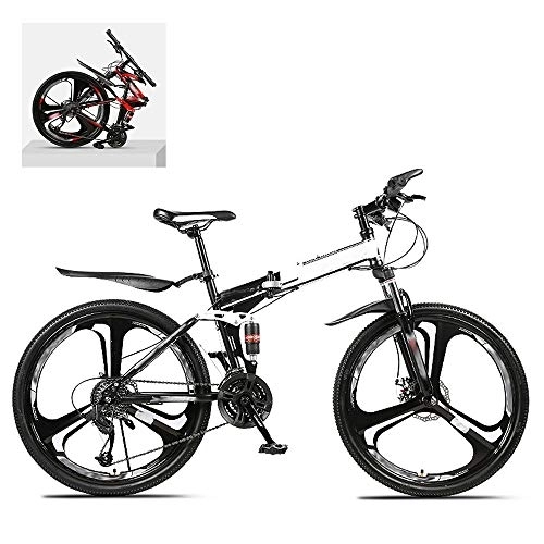 Folding Mountain Bike : DEAR-JY 24 Inch Folding Mountain Bikes, High Carbon Steel Frame Double Shock Absorption 21 / 24 / 27 / 30 Speed Variable, All Terrain Quick Foldable Adult Mountain Off-Road Bicycle, C, 30 Speed