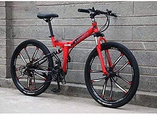 Folding Mountain Bike : Dirty hamper Mountain Bike Folding Bike Bicycle Mountain Bikes High Carbon Steel Frame, Full Suspension Soft Tail, Double Disc Brake, Anti-Skid Tire (Color : C, Size : 26 inch 27 speed)