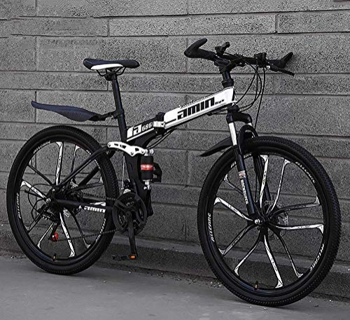 Folding Mountain Bike : DJP Mountain Bike, Furniture MTB Bicycle with Spoke Wheel, Foldable Mountainbike 24 26 Inches, Lightweight Mountain Bikes Bicycles Blue 26", 27 Speed, Black