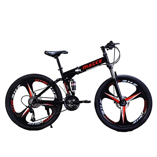 Folding Mountain Bike : Dnliuw 26IN Carbon Steel Mountain Bike 21 Speed Bicycle Full Suspension MTB