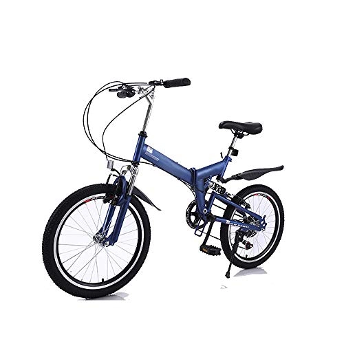 Folding Mountain Bike : DRAKE18 Folding bicycle, mountain bike 20 inch 7 speed variable adult outdoor riding trip, Blue