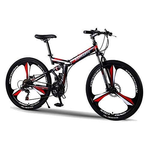 Folding Mountain Bike : DRAKE18 Folding mountain bike, 26-inch 27-speed variable speed double shock absorption double disc brakes off-road adult riding outside sports travel, C