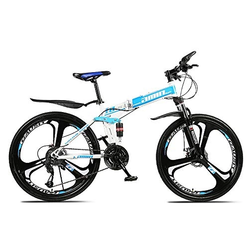 Folding Mountain Bike : DRAKE18 Folding mountain bike, 26 inch 27 speed variable speed off-road double disc brakes double shock absorption adult outdoor riding, B