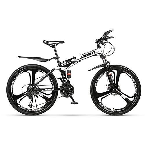 Folding Mountain Bike : DRAKE18 Folding mountain bike, 26 inch 30 speed variable speed off-road double shock absorption men bicycle outdoor riding adult, White
