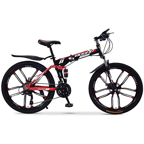 Folding Mountain Bike : DRAKE18 Folding mountain bike, 26 inch off-road 30-speed variable speed double shock absorption men's bicycle ladies outdoor riding adult, A