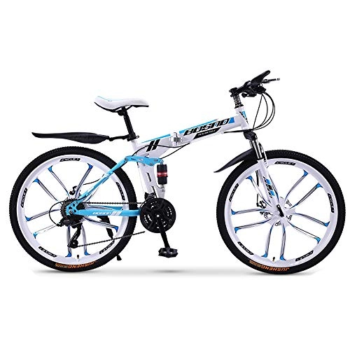 Folding Mountain Bike : DRAKE18 Folding mountain bike, 26 inch off-road 30-speed variable speed double shock absorption men's bicycle ladies outdoor riding adult, C
