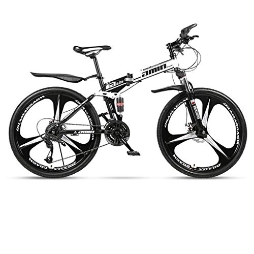 Folding Mountain Bike : Dsrgwe 26inch Mountain Bike, Folding Hard-tail Bicycles, Full Suspension and Dual Disc Brake, Carbon Steel Frame (Color : Black, Size : 24-speed)
