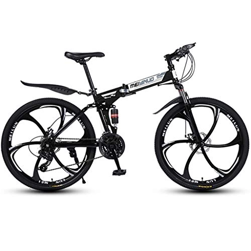 Folding Mountain Bike : Dsrgwe Mountain Bike, Folding Bicycles, Steel Frame, Dual Suspension and Dual Disc Brake, MTB Bike, 26inch Wheels (Color : Black, Size : 21-speed)