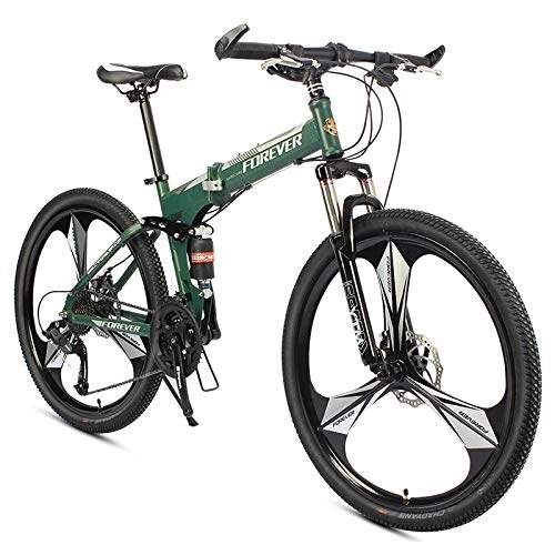 Folding Mountain Bike : Dszgo One-wheel Mountain Bike Young Men And Women 26-inch 24 / / 27-speed Dual Disc Brakes Double Shock Absorption Variable Speed Bicycles High Carbon Steel Foldable Frame (Size : 24 speed)