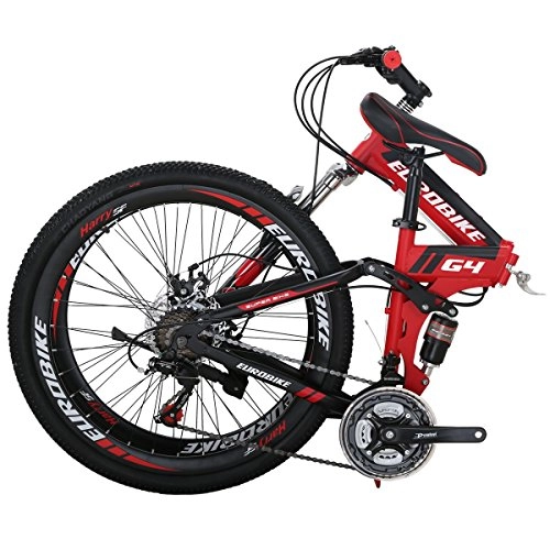 Folding Mountain Bike : Eurobike Foldable Bike, 26 Inch Comfortable Lightweight 21 Speed Finish Great Suspension Folding Bike for Men Women - Students and Urban Commuters (NOTE Not suitable for Taller than 6'1")