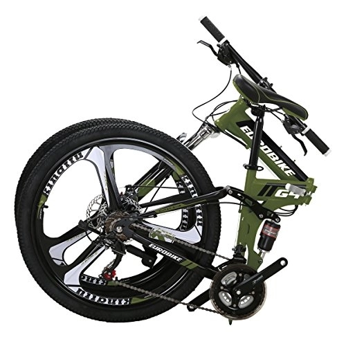 Folding Mountain Bike : Eurobike Folding Bike G4 21 Speed Mountain Bike Adult 26 Inches 3-Spoke Wheels Bicycle