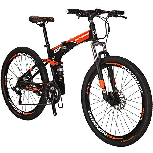 Folding Mountain Bike : Eurobike Folding Bike Tsm G7 Bicycle 27.5Inch Dual Disc Brake Bike (Orange)