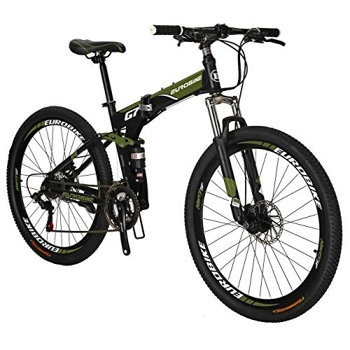 Folding Mountain Bike : Eurobike Folding Mountain Bike 27.5 inch for Men and Women 17 inch Frame Adult Bicycle (green)