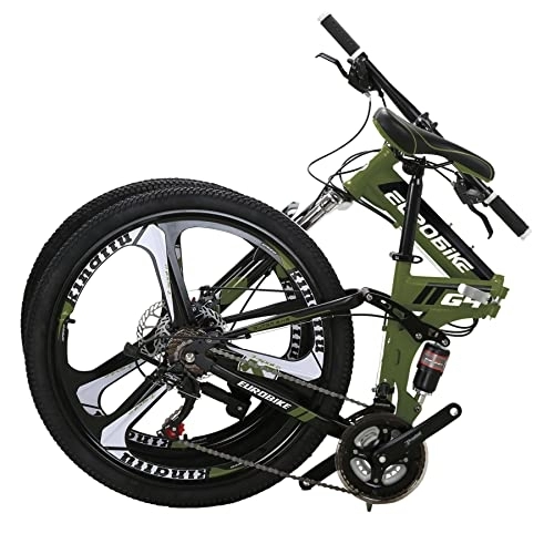 Folding Mountain Bike : Eurobike HY G4 Folding Bike 21 Speed 26 Inches 3 Spoke Wheel Dual Suspension Folding Mountain Bike Green
