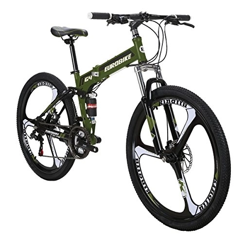Folding Mountain Bike : Eurobike JMC Folding Bike G4 3-Spoke Wheels 21 Speed Mountain Bike 26 Inches Bicycle for Adult