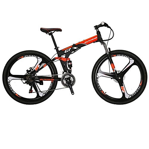 Folding Mountain Bike : Eurobike Mountain Bike 27.5 inch Foldable Mens and Women Adult Bicycle 3 Spoke Wheels