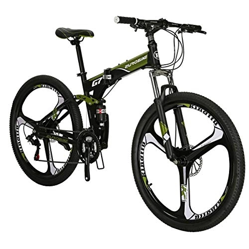 Folding Mountain Bike : Eurobike Mountain Bike 27.5 inch Foldable Mens and Women Adult Bicycle 3 Spoke WheelsG7 (green)