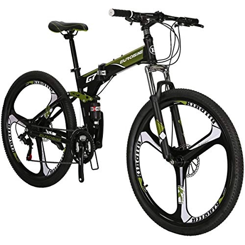 Folding Mountain Bike : Eurobike Mountain bikes, Tsm G7 Bicycle, 27.5Inch Bike, Folding Bike Dual Disc Brake Bike (Armygerrn 3-spoke)