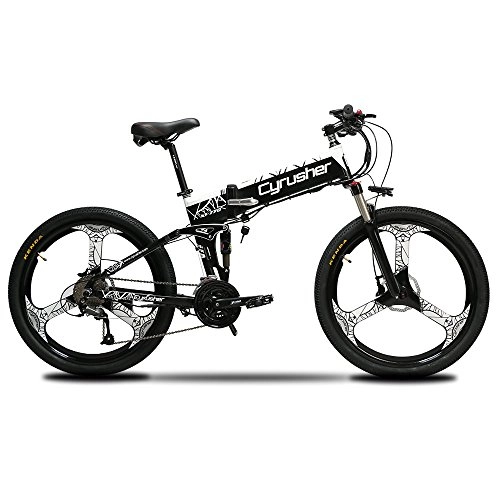 Folding Mountain Bike : Extrbici Bicycle MTB XF770 17 * 26" Folding Bike Electric Mountain 250W 48V Shimano 27 Speed Folding Aluminum Alloy Frame Suspension Double Mechanical Brake (black and white)