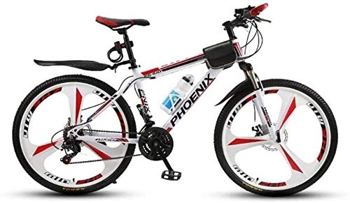 Folding Mountain Bike : Fast lfc xy Mountain bikes (unisex) 21 / 24 / 27 speed mountain bike 26 inches high carbon steel frame 3 spoke wheel with disc brakes and the suspension fork Essential ( Color : Red , Size : 21 Speed )