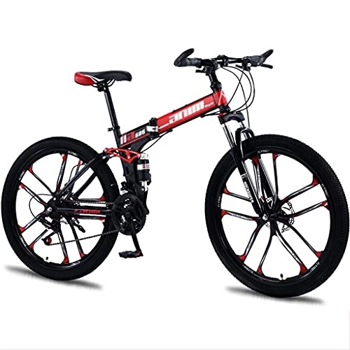 Folding Mountain Bike : FAXIOAWA Children's bicycle 26 Inch Folding Mountain Bike Full Suspension 24 Speed ​​Gears Disc Brakes with Shock Absorbers Bicycle for Men and Women (Size : 27 speed)