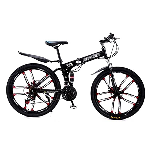 Folding Mountain Bike : FBDGNG MTB Folding Mountain Bike 21 Speed Bicycle 26 Inch Wheels Carbon Steel Frame With Shock-absorbing Front Fork(Color:Black)