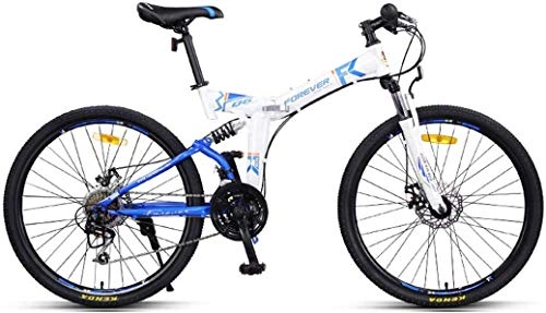 Folding Mountain Bike : FEE-ZC Universal City Bike 24-Speed Commuter Bicycle Fold High Carbon Steel Frame For Unisex Adult